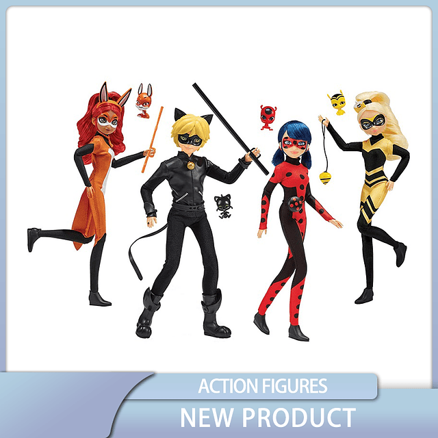 Figuras de acción originales de Miraculous Tales of Ladybug, Gato Noir Rena Rouge, modelo coleccionable de 11 pulgadas, juguete de regalo