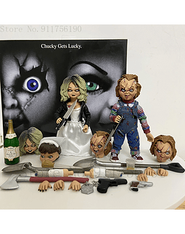 NECA Bride Of Chucky figura de acción muñeca Ultimate Chucky & Tiffany, modelos de terror coleccionables de miedo