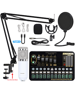 Home Studio Completo Micrófono condensador Pro BM 800, Bluetooth V10 PRO, tarjeta de sonido
