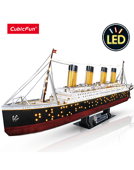 CubicFun-rompecabezas 3D Barco Titanic LED 266 piezas con iluminación