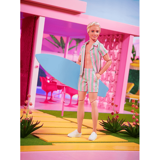 Barbie The Movie 2023 Ken Doll playero y verde con tabla de surf