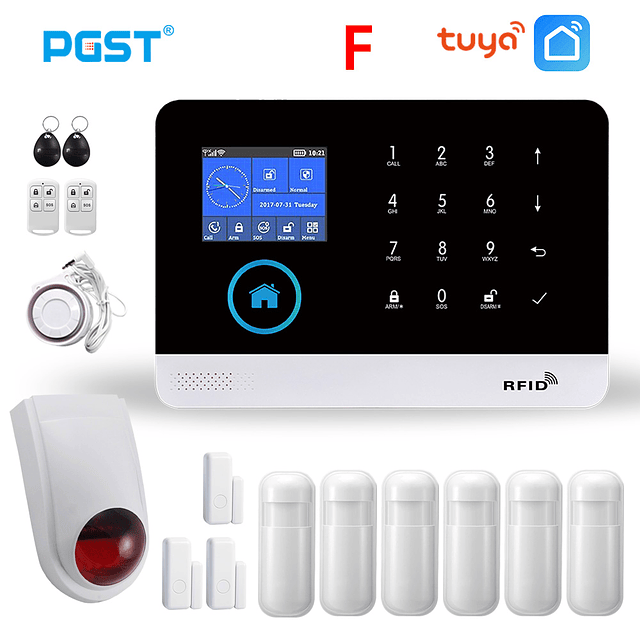 PGST-sistema de alarma de seguridad para el hogar, dispositivo inalámbrico con sirena PIR, compatible con Control remoto Smart Life, Tuya, GSM, PG103