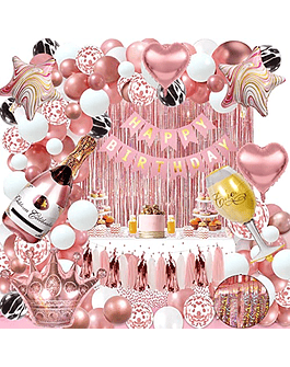 Kit Decoracion de Fiestas 118 piezas - Oro rosa