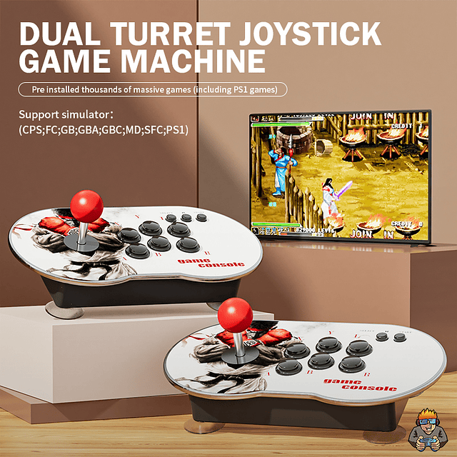 Consola de videojuegos con Joystick Dual, más de 10.000 juegos HD, compatible 4 jugadores PS1/GB/CPS/SFC/FC