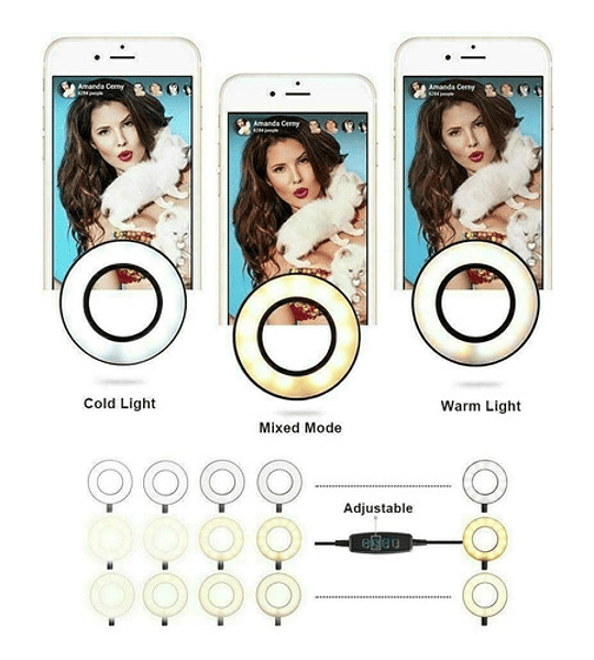 Lámpara Escritorio Aro Luz Fotografia Led Selfie Tiktok 2en1