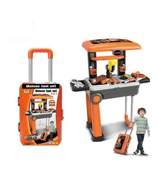 Maleta Con Ruedas Set Juego Herramientas Niños 2 En 1