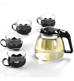 Tetera De Vidrio Infusor Con 4 Tazas De Vidrio Té Bebidas