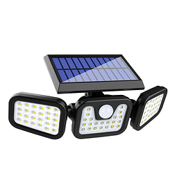 Luz Solar Foco Triple Cabezal Ajustable Sensor Movimientos