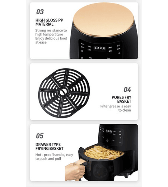 Freidora De Aire Libre Aceite 4.5 L Air Fryer