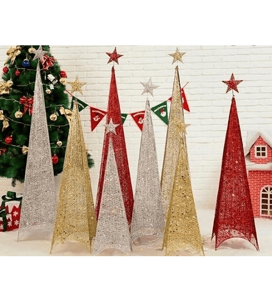 Arbol Piramide Iluminada Luz Led Metal 210 Cm Navidad Pascua