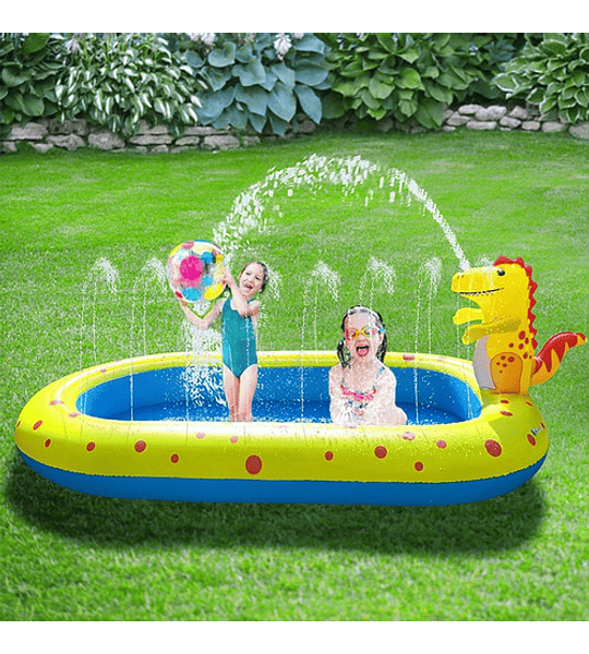 Piscina Inflable 170x110x45cm Dino Delfin Lanza Chorro Agua