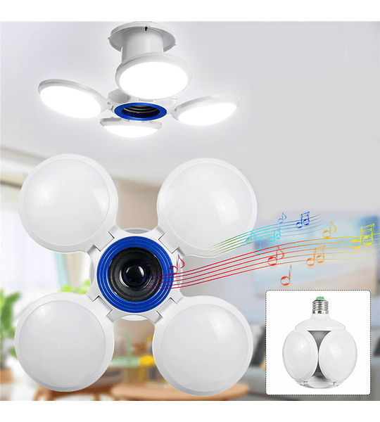 Ampolleta Led Bluetooth Parlante Ufo Plegable Pelota 4 Aspas