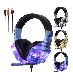 Audifonos Gamer Con Cable Microfono, Luz Led