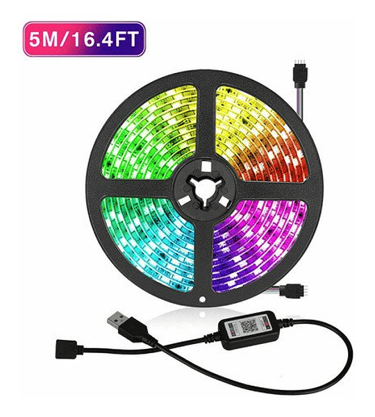 Cinta Tira Luz Led Control Rgb 5050 Bluetooth 5 Metros