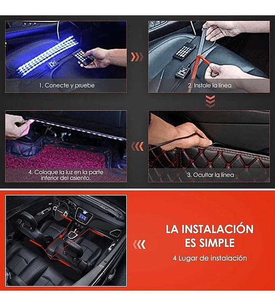 Cintas Led 48 Luces Atmósfera Interior Coche Tiras Led