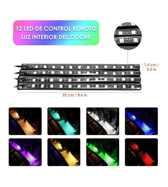 Cintas Led 48 Luces Atmósfera Interior Coche Tiras Led