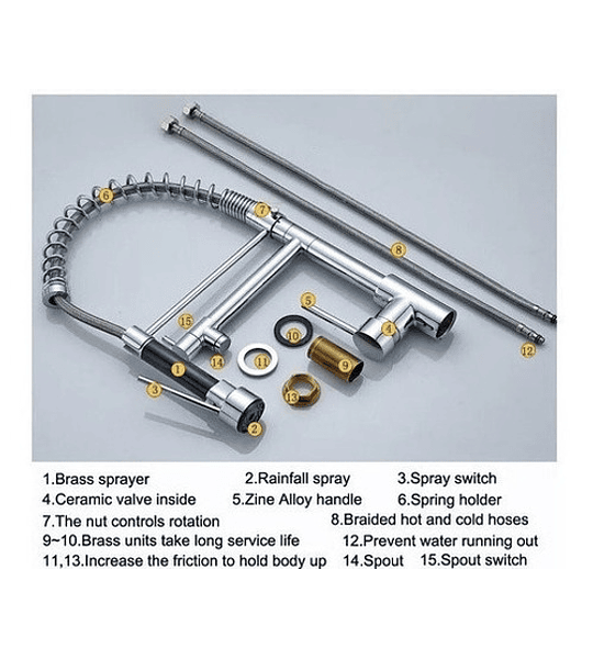 Llave Lavaplatos Monomando Cocina Extensible Grifo Doble