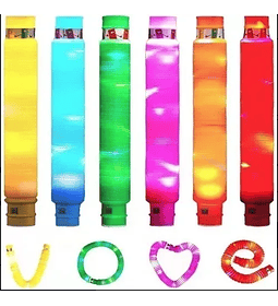 Pack 6 Pop Tubes Tubos Con Luces Led Juguete Antiestrés