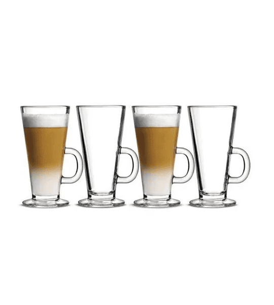 Set 6 Tazon Mug Conico Cristal Templado Cafe Latte