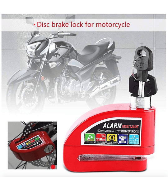 Candado Freno Disco Moto Bici Alarma Bloqueo Antirrobo Alarma