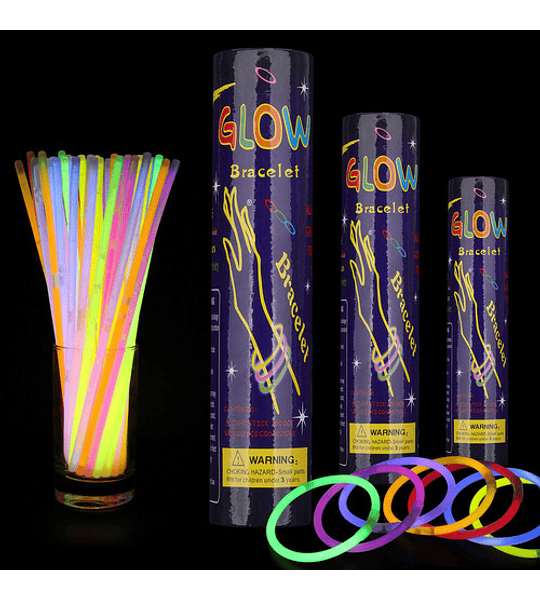 100 Pulseras Luminosas Quimicas Neon Glow Luz Cotillon Led