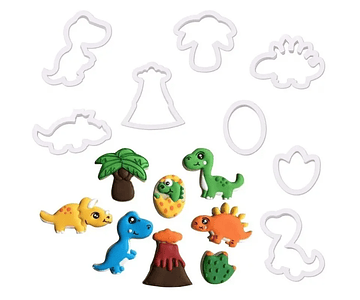 Set cortadores galletas dinosaurios.
