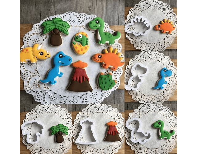 Set cortadores galletas dinosaurios.