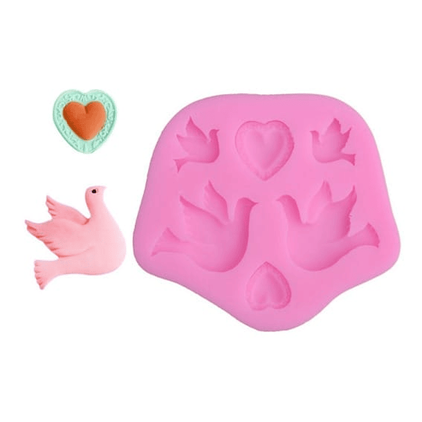 Molde Fondant paloma y corazón