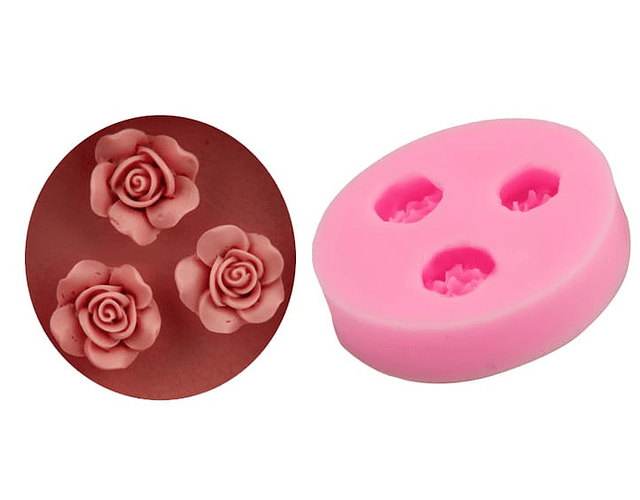 Molde silicona 3 rosas pequeñas