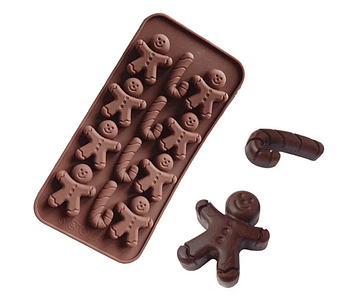 Molde silicona chocolate jengibres y bastones
