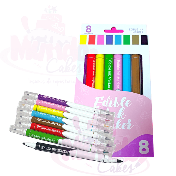 Set de 8 Marcadores Plumones Edible Ink Marker