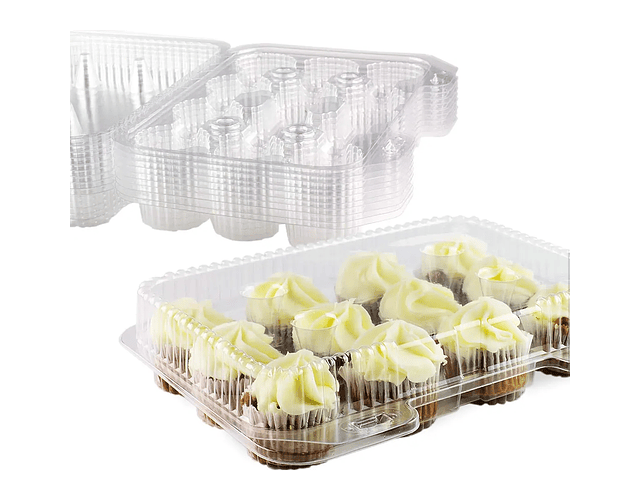 Envase plástico 12 minicupcakes transparente