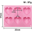 Molde silicona 6 corazón diamante  2