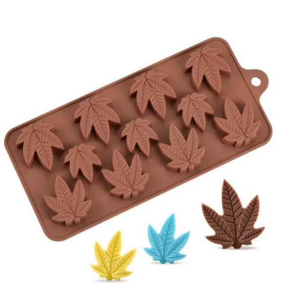 Molde Silicona Chocolate hojas marihuana 1