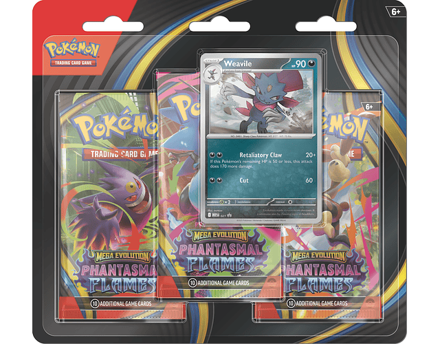Pokémon 3-Pack Blister Phantasmal Flames Weavile Español
