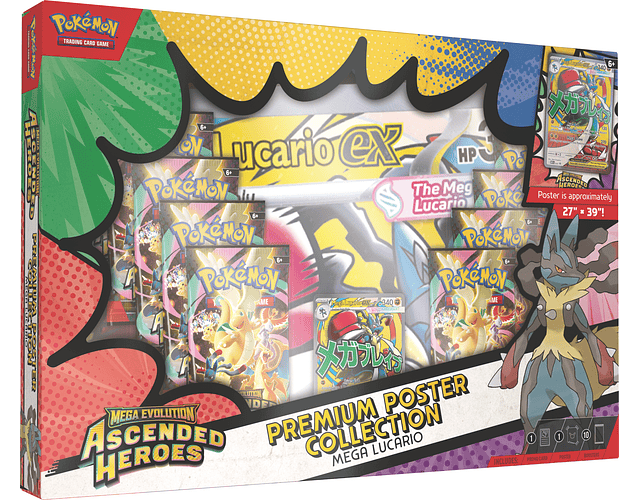 Pokémon Héroes Ascendentes Colección con póster prémium (Mega-Lucario) Inglés PREVENTA