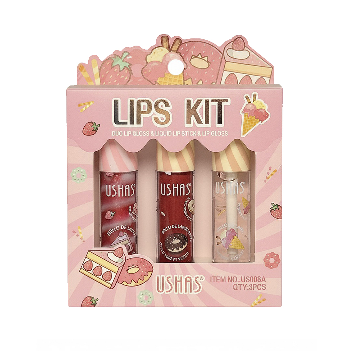 Ushas - LIPS KIT - Duo Lip Gloss + Liquid Lipstick +  Lip Gloss 1