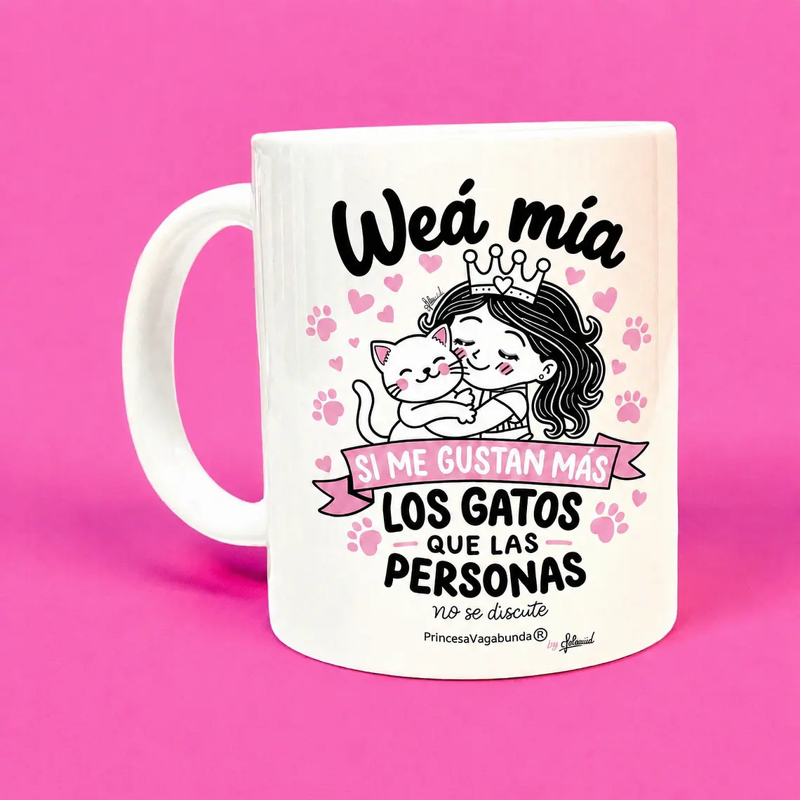 TAZÓN BASE BLANCA WEÁ MÍA GATOS (MUG) 1