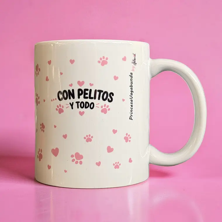 TAZÓN BASE BLANCA - WEÁ MÍA PERROS Y GATOS (MUG) 2