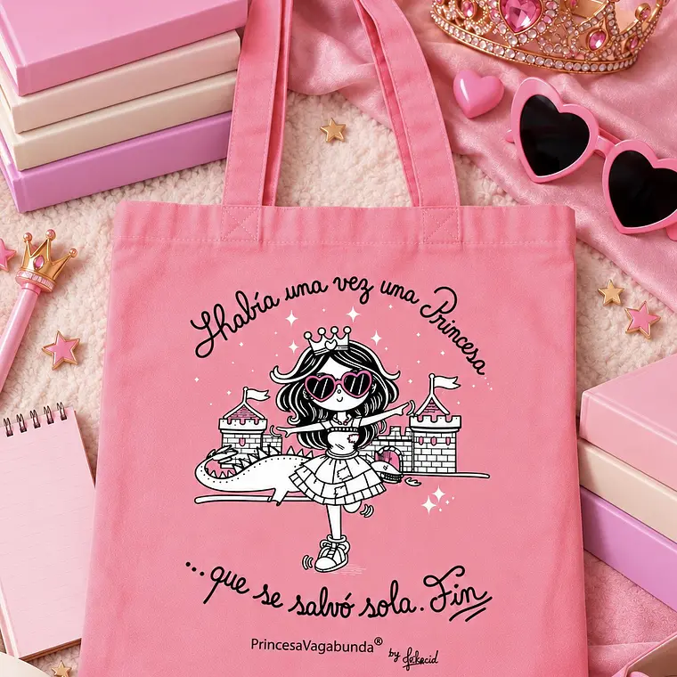 BOLSA DE TELA ROSADA- HABÍA UNA VEZ (TOTE BAG) 2