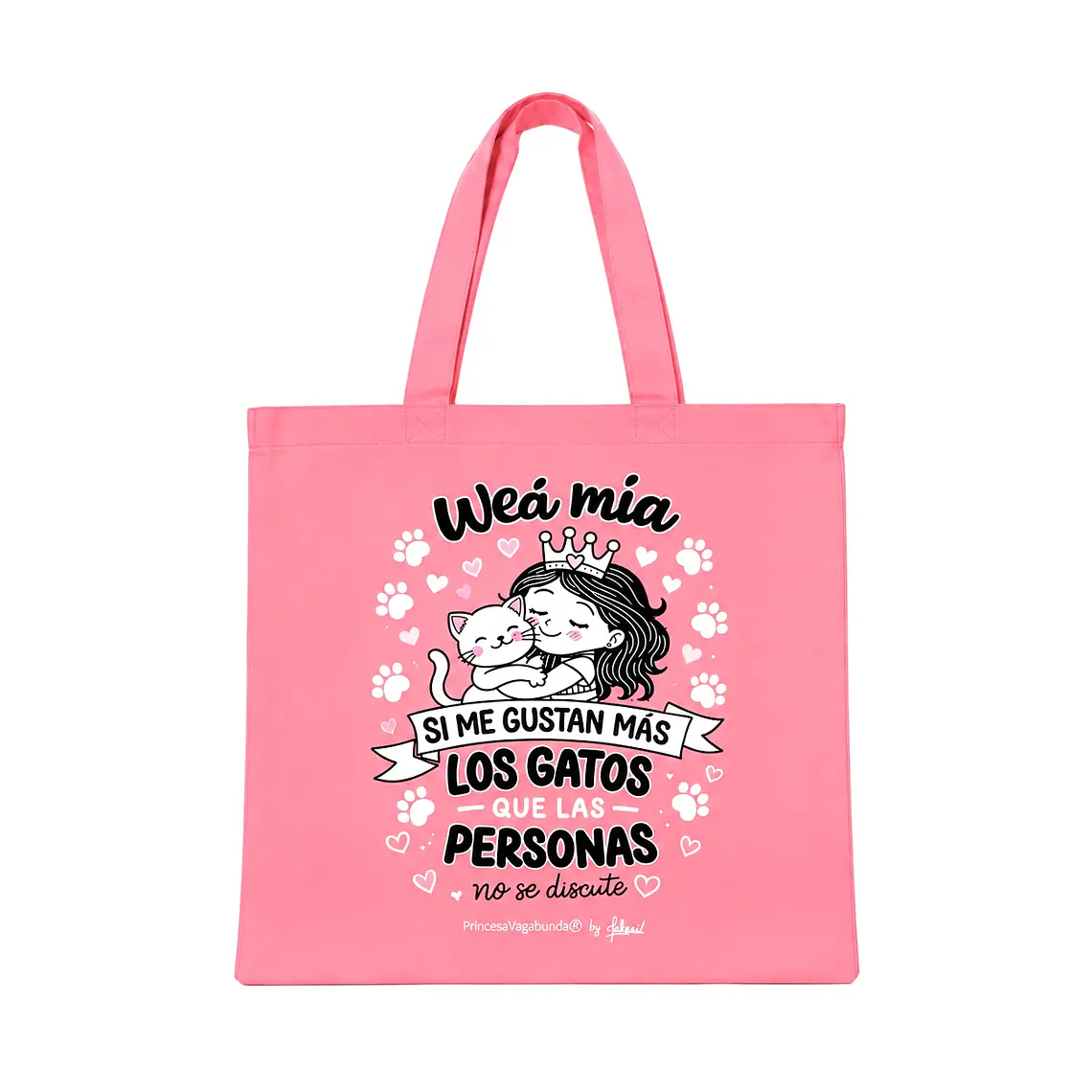 BOLSA DE TELA ROSADA- WEÁ MÍA GATOS (TOTE BAG) 1