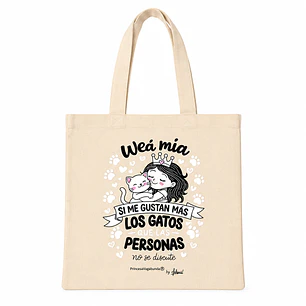 BOLSA DE TELA CRUDO- WEÁ MÍA GATOS (TOTE BAG)