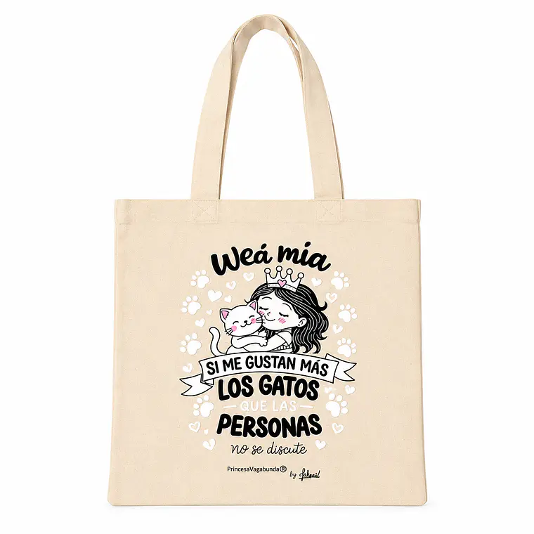 BOLSA DE TELA CRUDO- WEÁ MÍA GATOS (TOTE BAG) 1