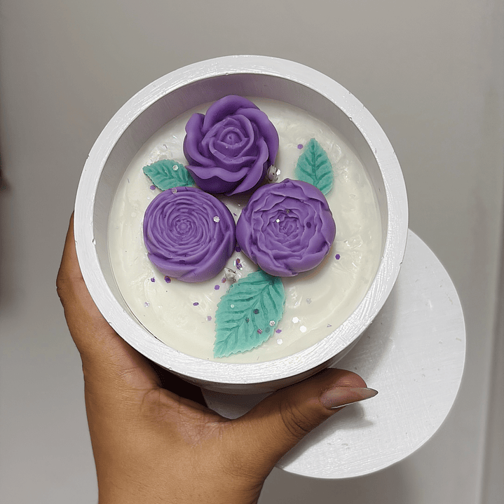 Velón Violetas envase Yeso  1