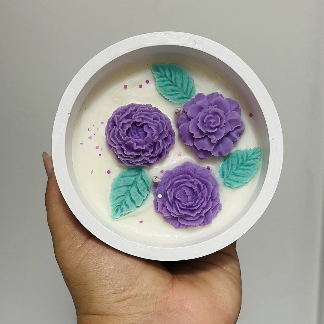 Velón Violetas envase Yeso  2