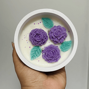 Velón Violetas envase Yeso 