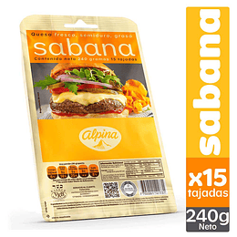 QUESO SABANA ALPINA X 15 TAJADAS X 240 GR