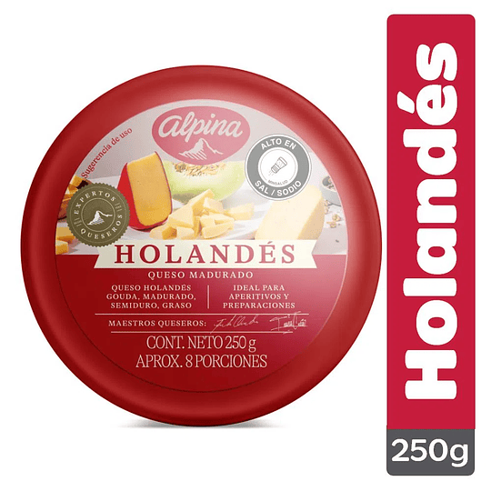 QUESO HOLANDES ALPINA X 250 GR 