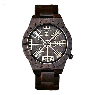 Reloj Vikingo Vegvísir Hombre, Madera De Bambú