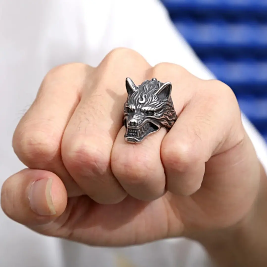 Anillo Vikingo Furious Fenrir, Acero Inoxidable, Hombre 2